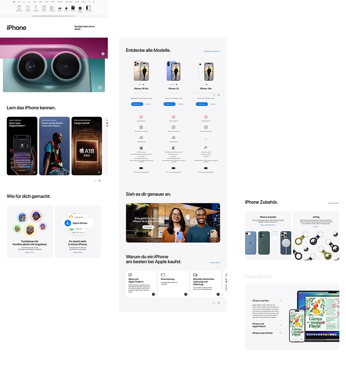 Abbildung: Landingpages und Customer Journey im Apple Onlineshop