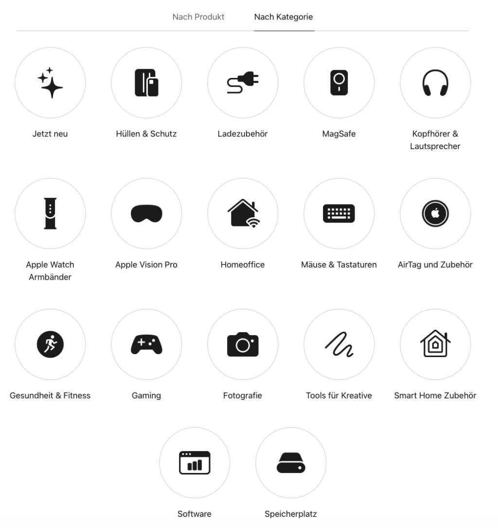 Abbildung: Produktübersicht im Apple Onlineshop